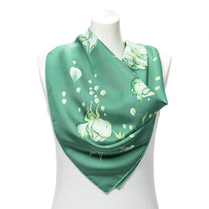 AUTHENTIC HERMES Green La Rosee Silk Scarf